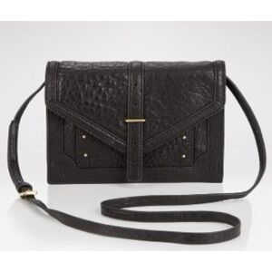 Authentic Tory Burch Clutch  797 Collection Black Leather Textured Crossbody Bag